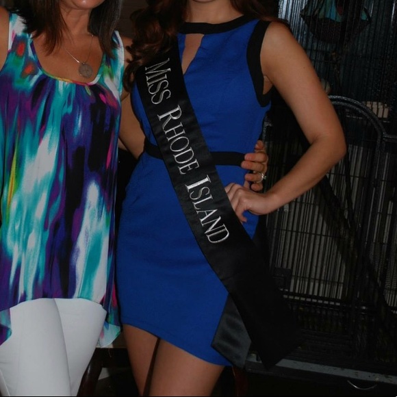 Royal Blue and Black Mini Dress - Picture 4 of 4